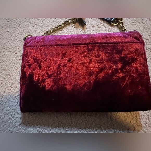 Nine West Velvet Crossbody Bag - Red Burgundy - Picture 2 of 5